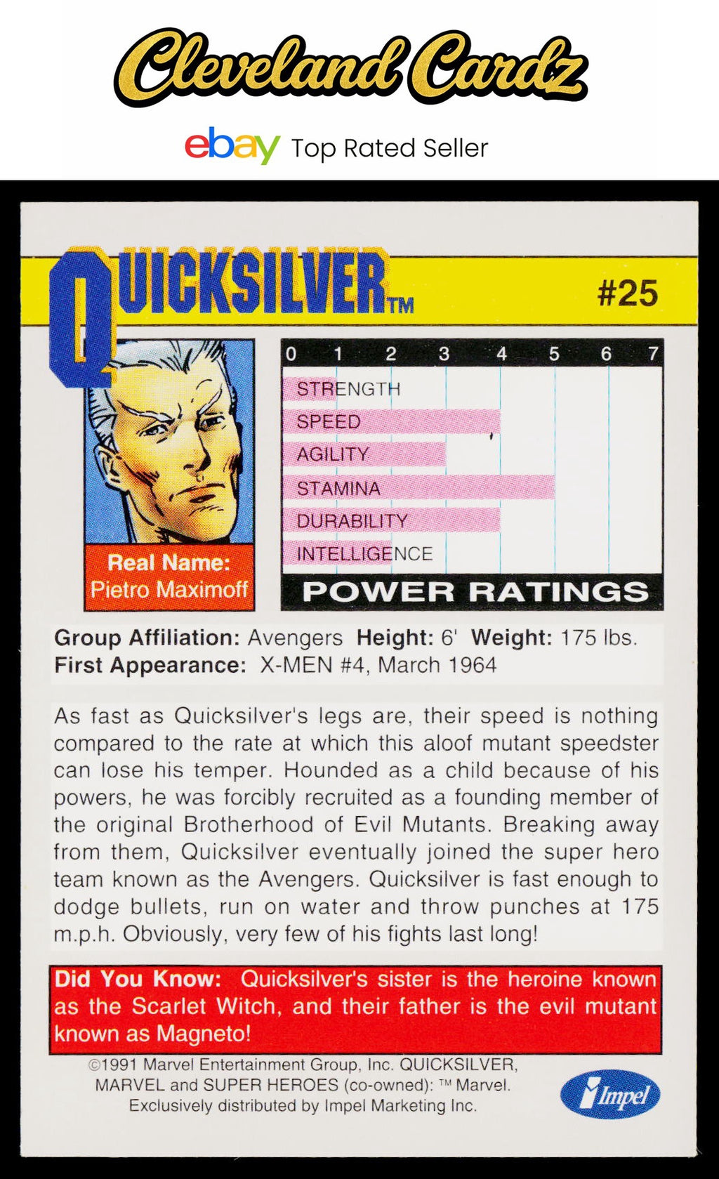1991 Impel Marvel Universe II #25 Quicksilver