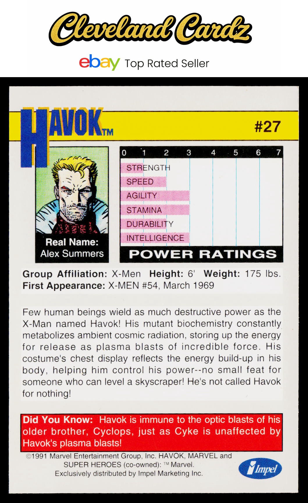 1991 Impel Marvel Universe II #27 Havok
