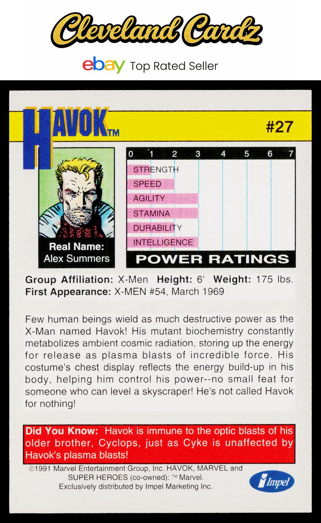 1991 Impel Marvel Universe II #27 Havok