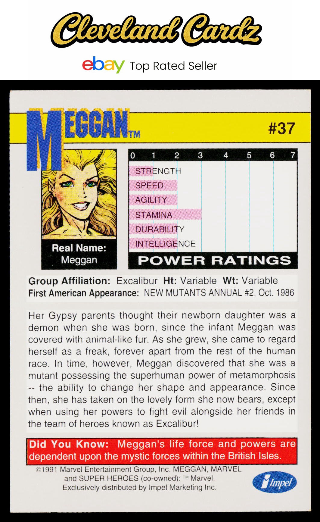 1991 Impel Marvel Universe II #37 Meggan