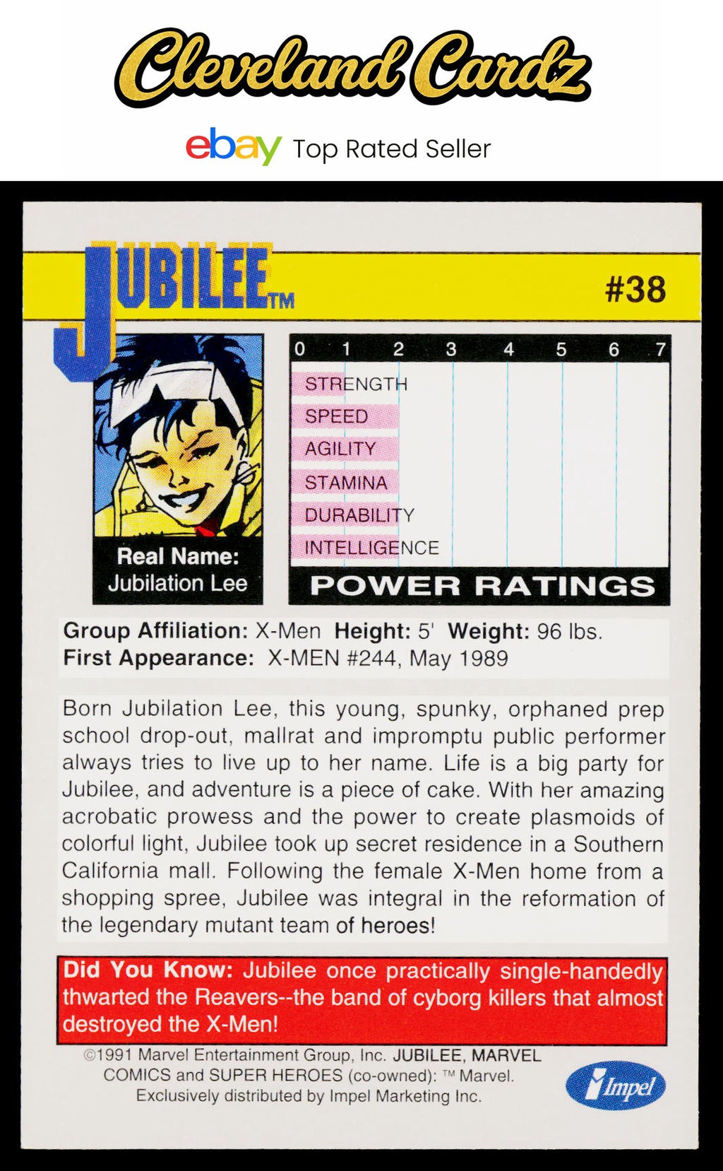 1991 Impel Marvel Universe II #38 Jubilee