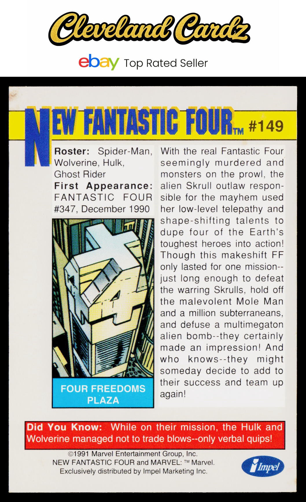 1991 Impel Marvel Universe II #149 New Fantastic Four