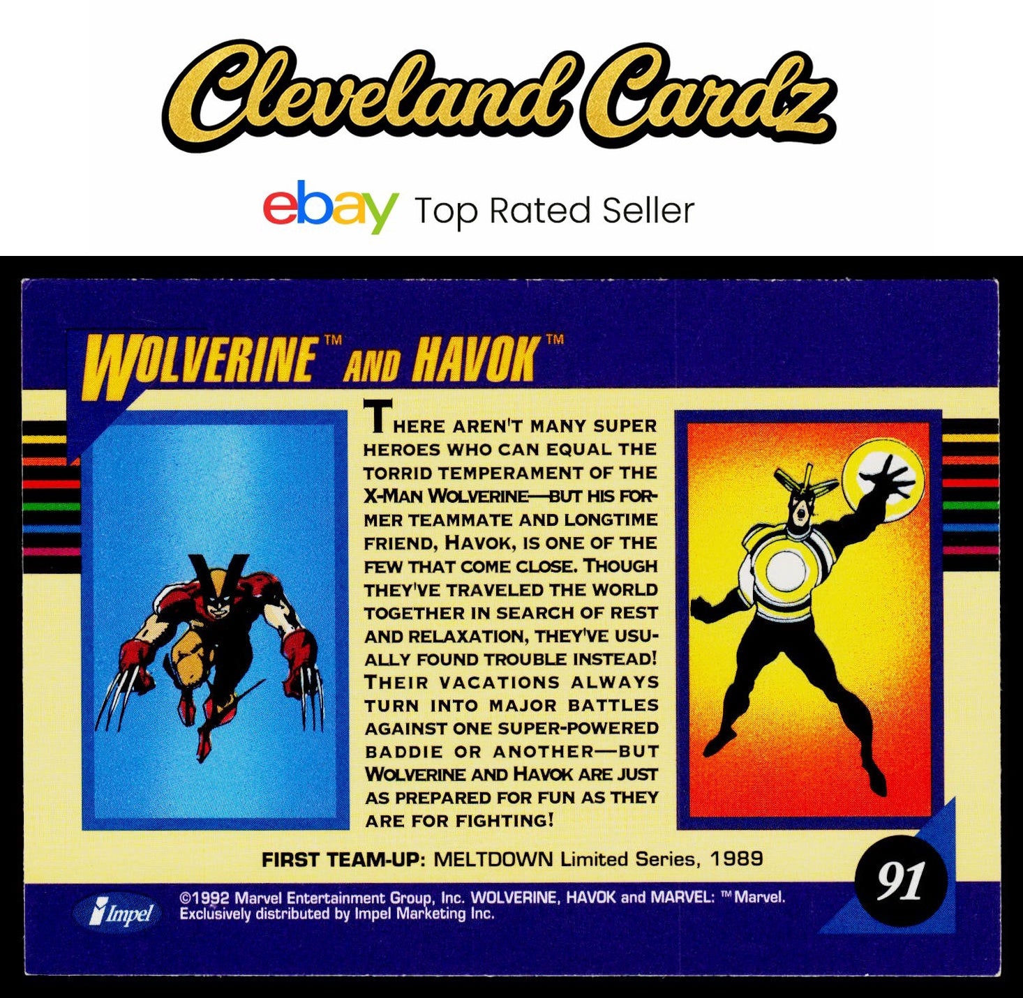 1992 Impel Marvel Universe #91 Wolverine and Havok
