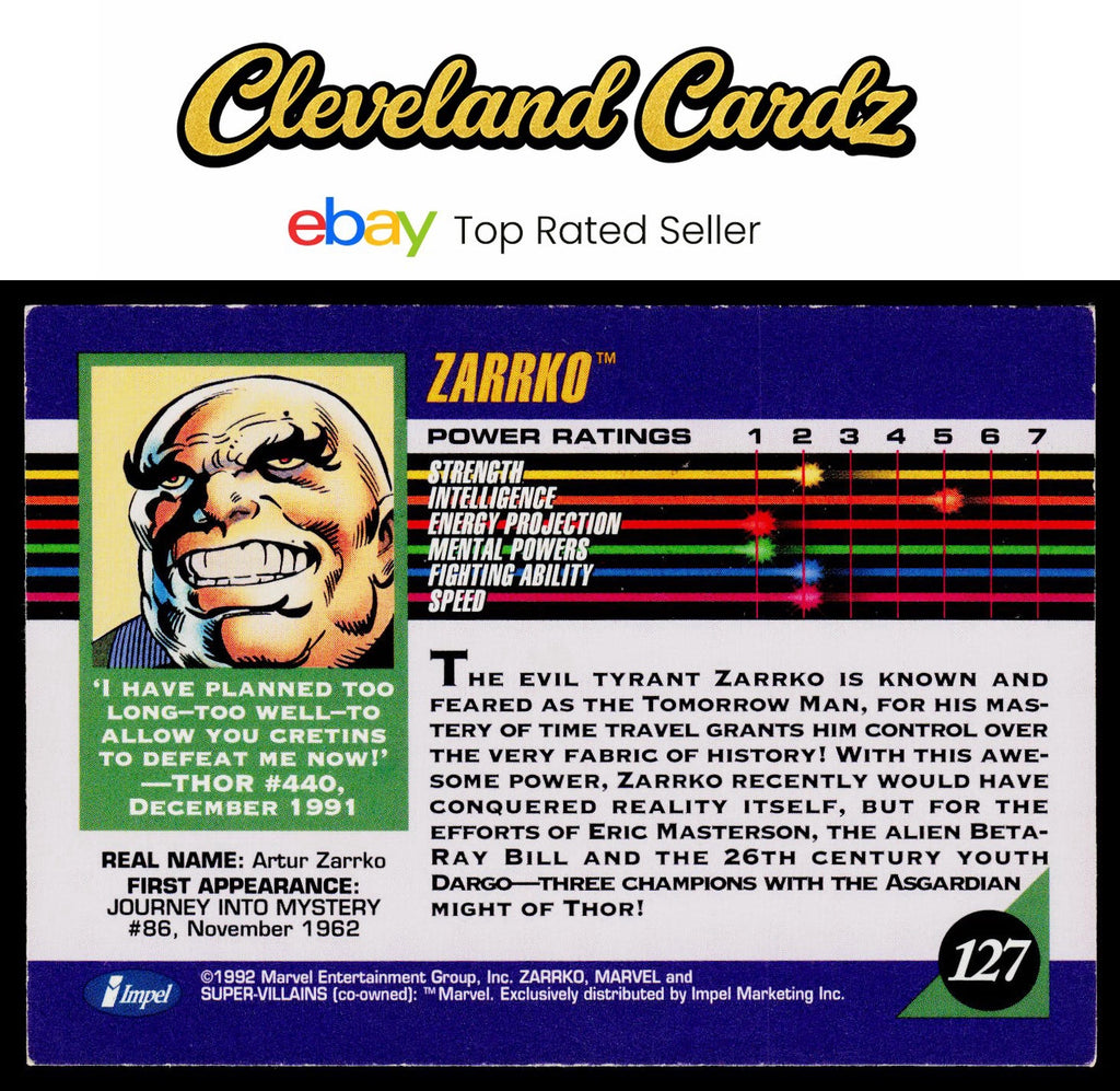 1992 Impel Marvel Universe #127 Zarrko
