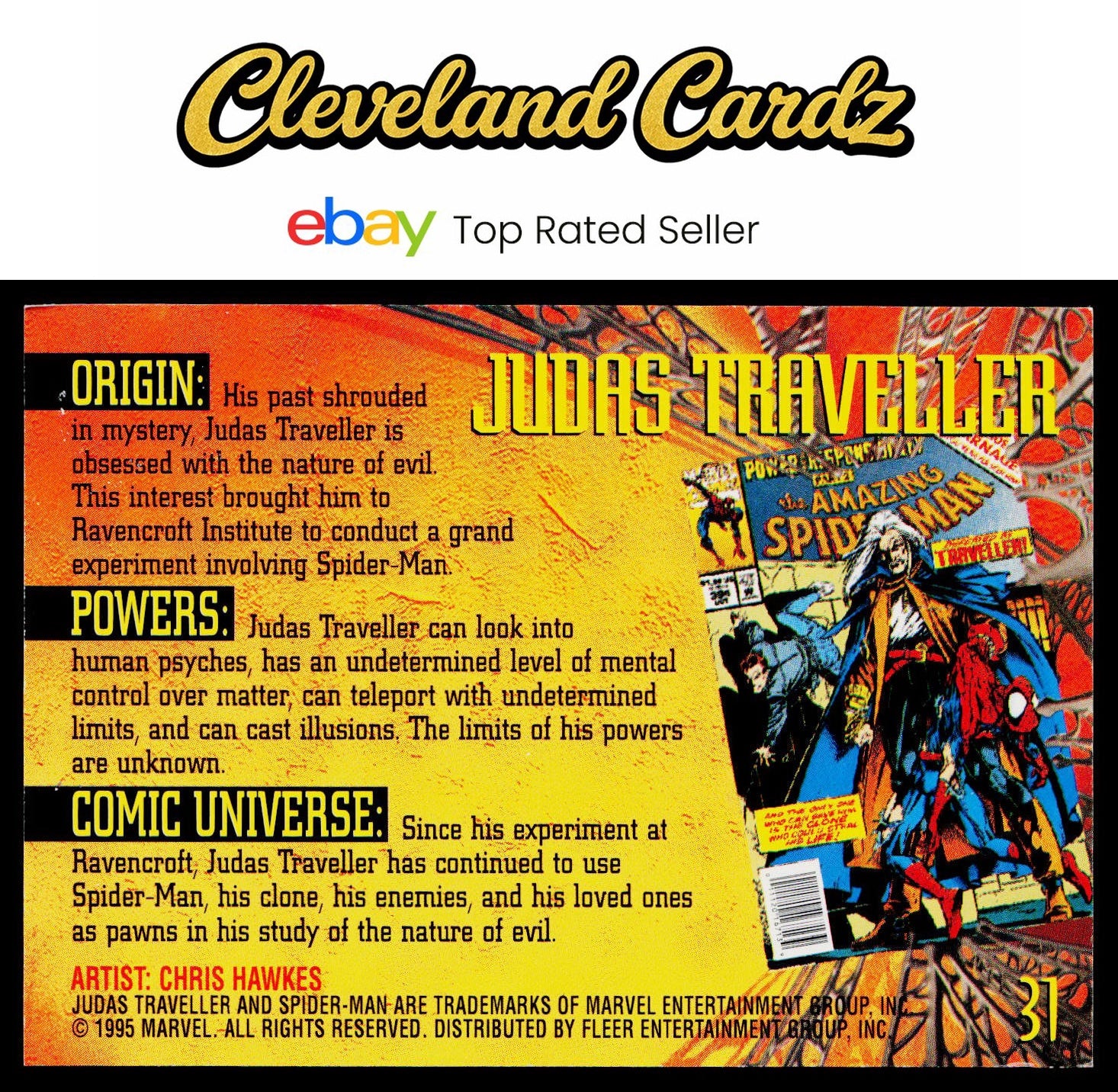 1995 Fleer Ultra Spider-Man #31 Judas Traveller Gold-Foil-Signature-Series