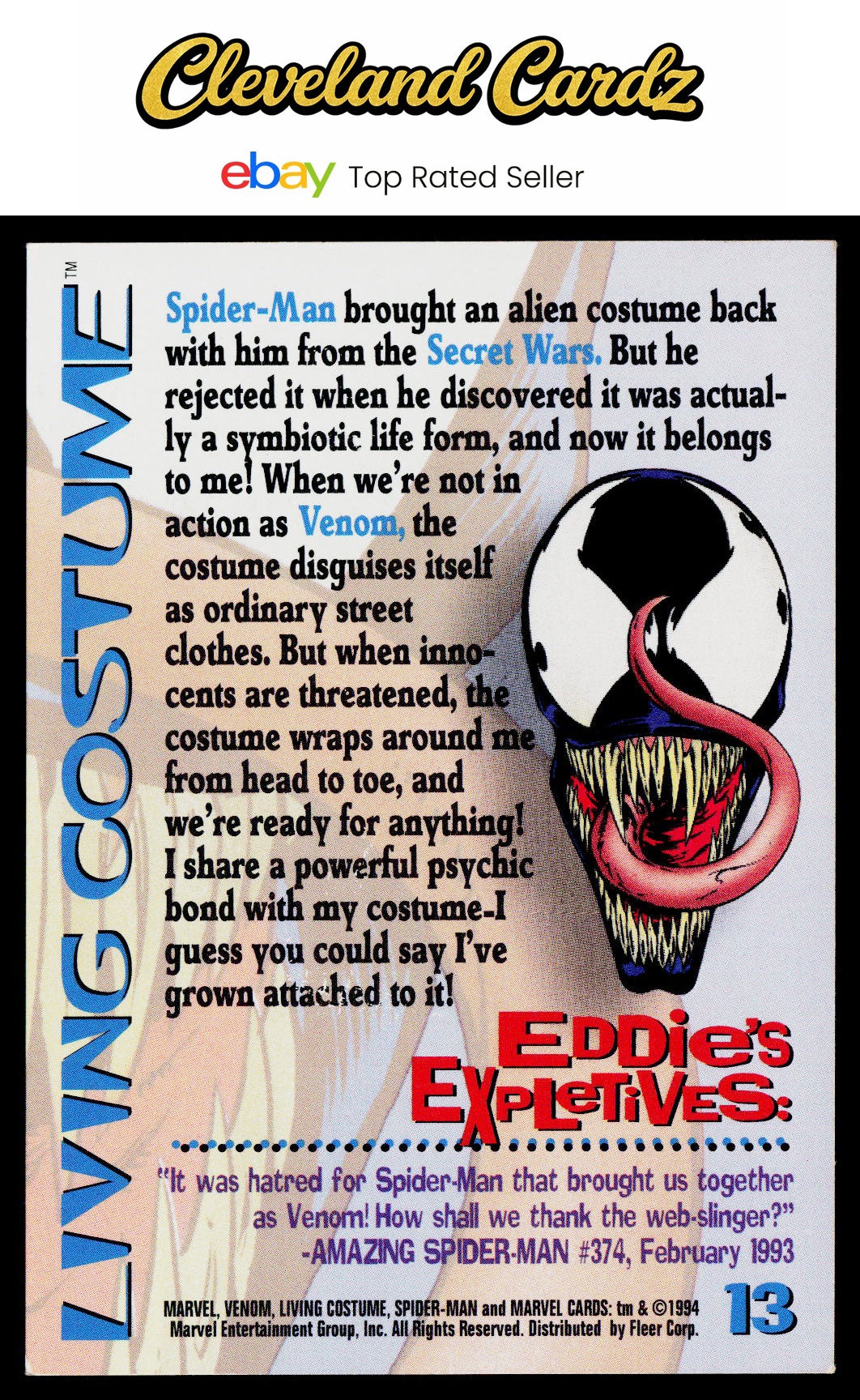 1994 Fleer The Amazing Spider-Man #13 Living Costume
