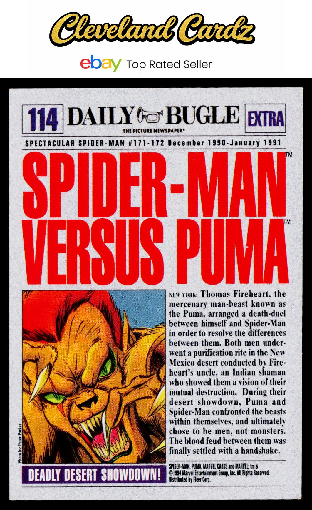 1994 Fleer The Amazing Spider-Man #114 Spider-Man vs. Puma