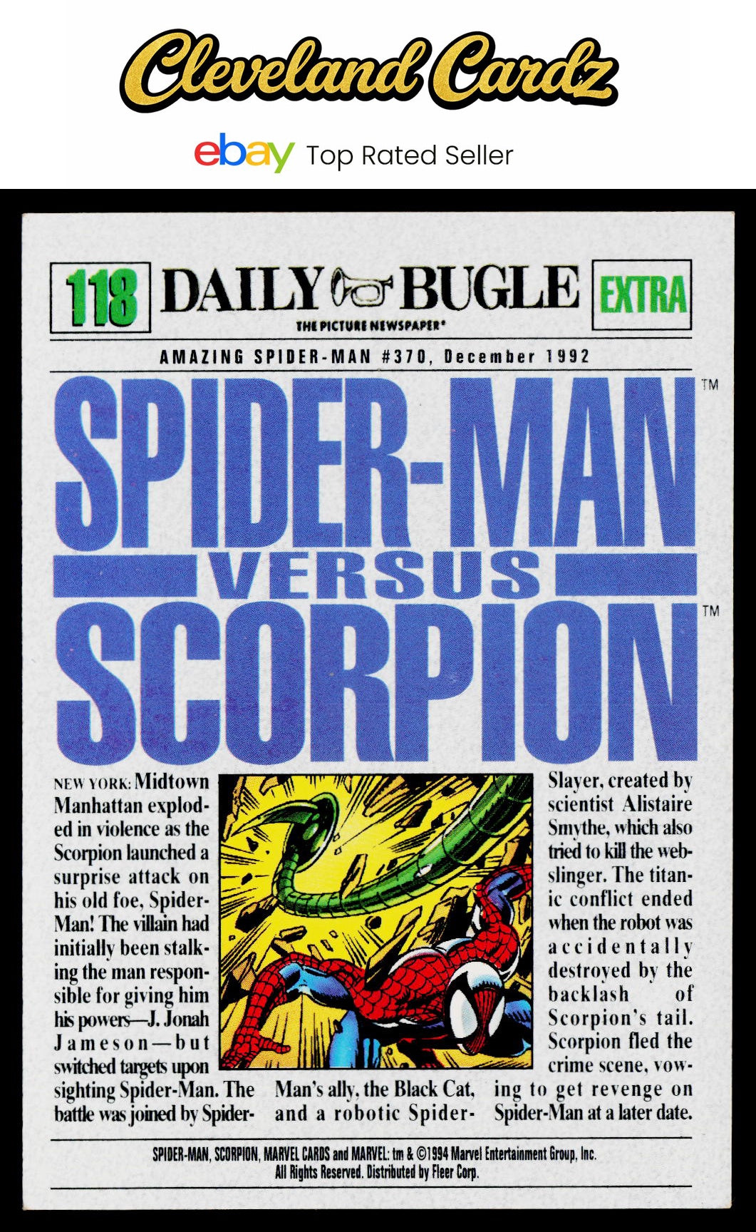 1994 Fleer The Amazing Spider-Man #118 Spider-Man vs. Scorpion