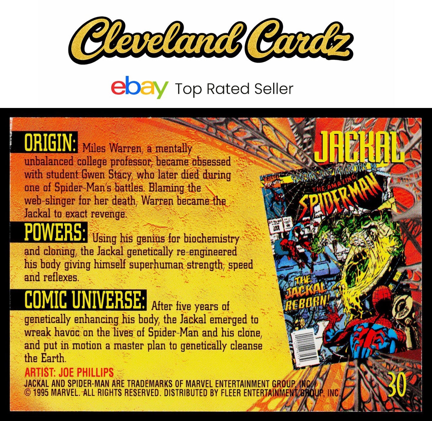1995 Fleer Ultra Spider-Man #30 Jackal Gold-Foil-Signature-Series