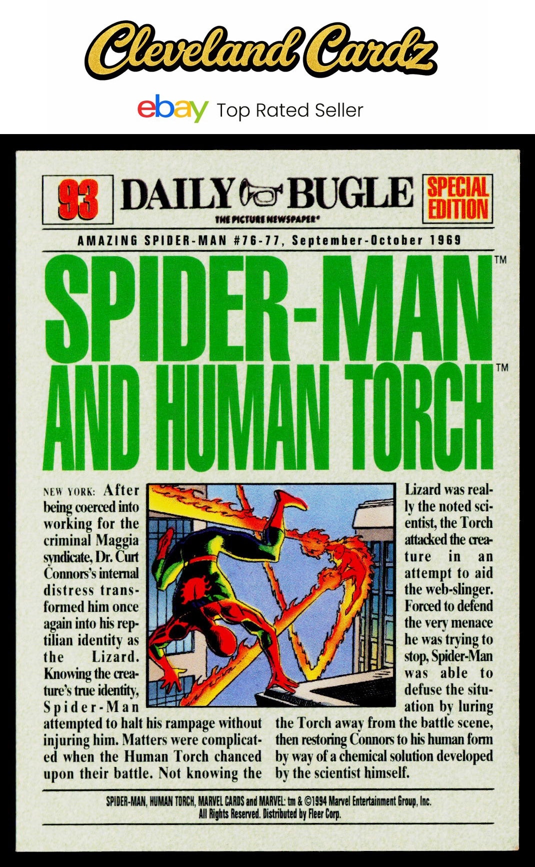 1994 Fleer The Amazing Spider-Man #93 Spider-Man &amp; Human Torch