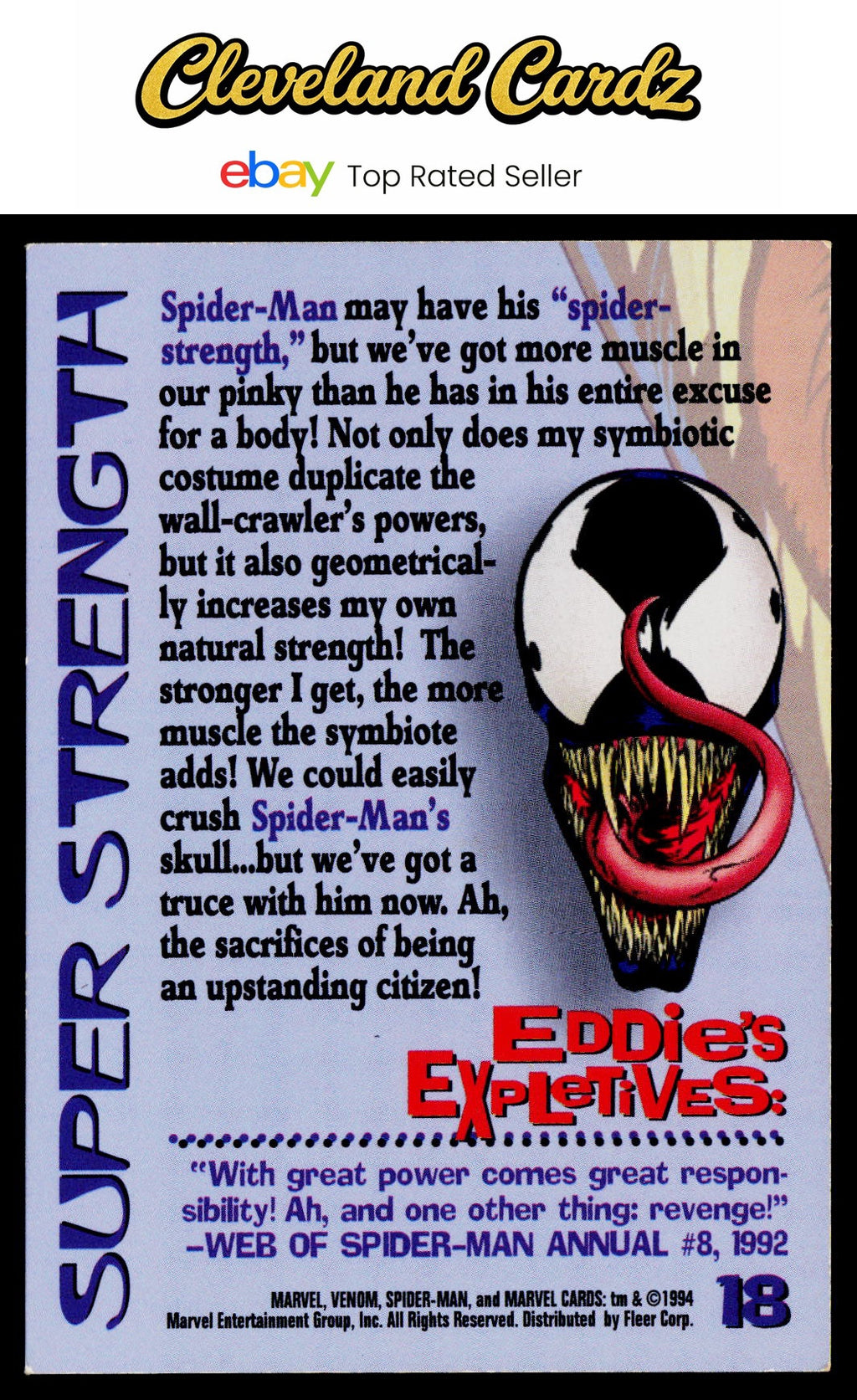 1994 Fleer The Amazing Spider-Man #18 Super Strength