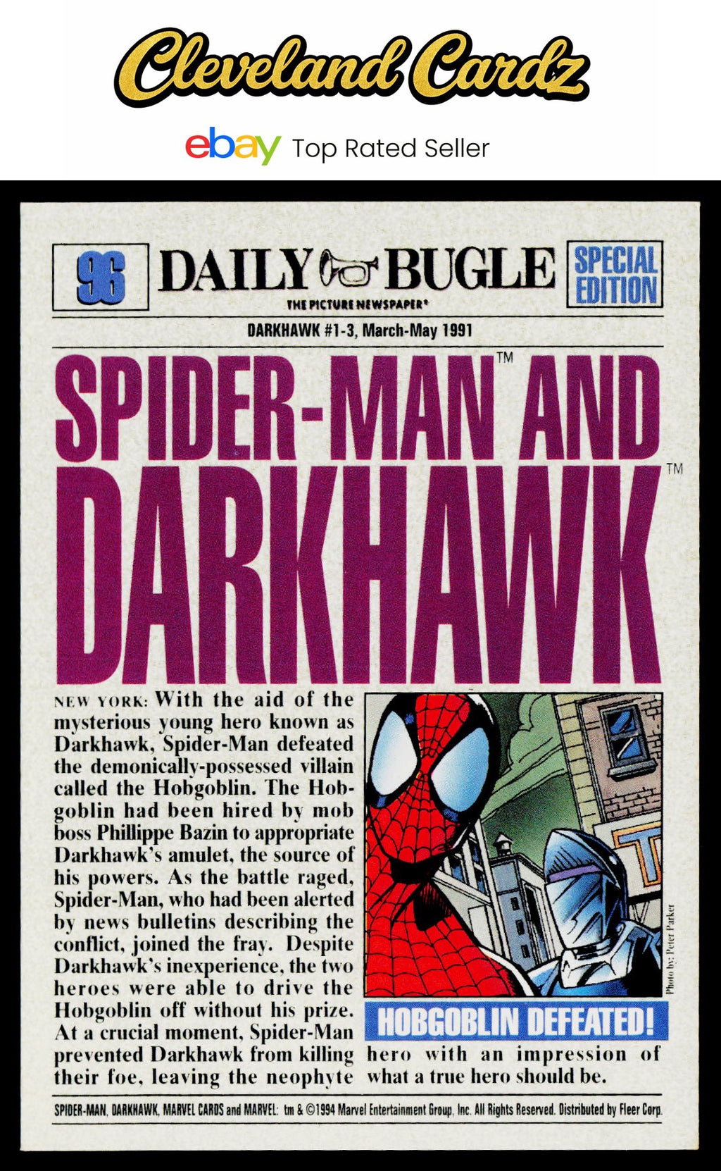 1994 Fleer The Amazing Spider-Man #96 Spider-Man / Darkhawk