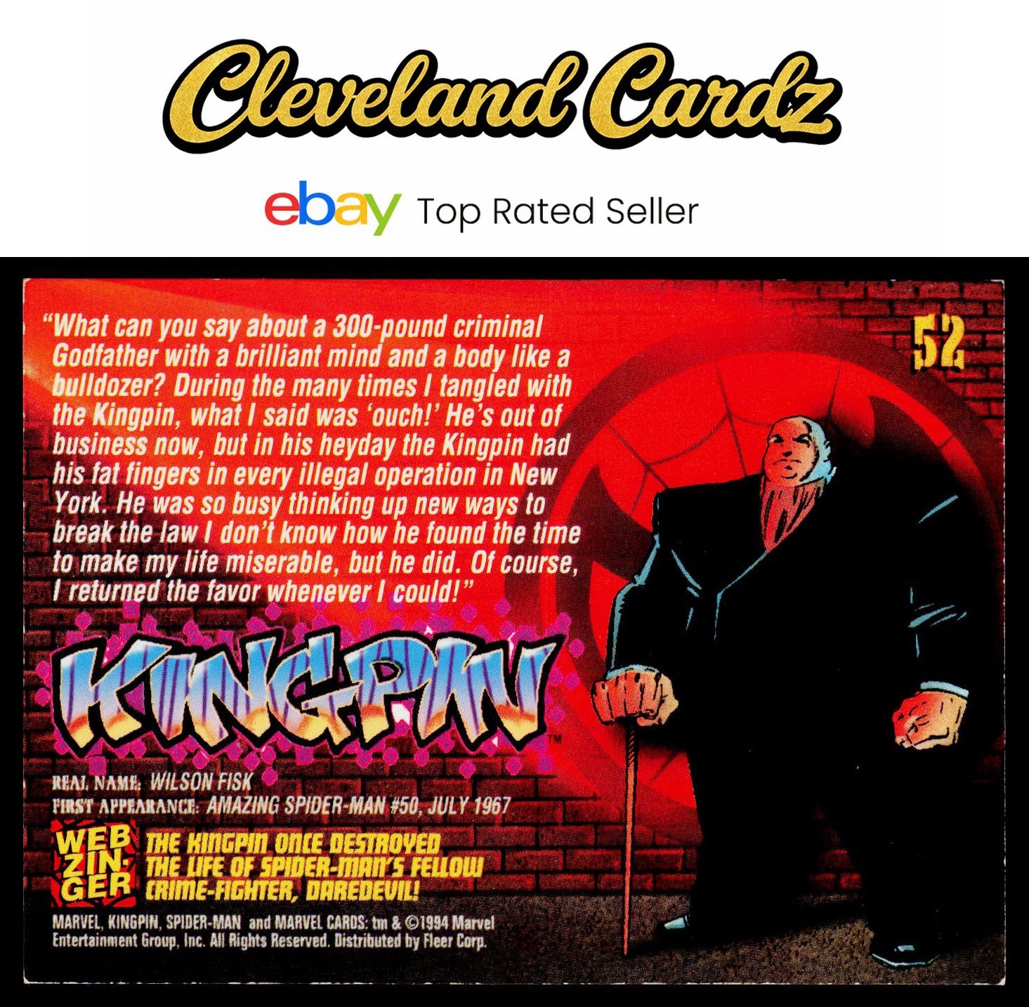 1994 Fleer The Amazing Spider-Man #52 Kingpin