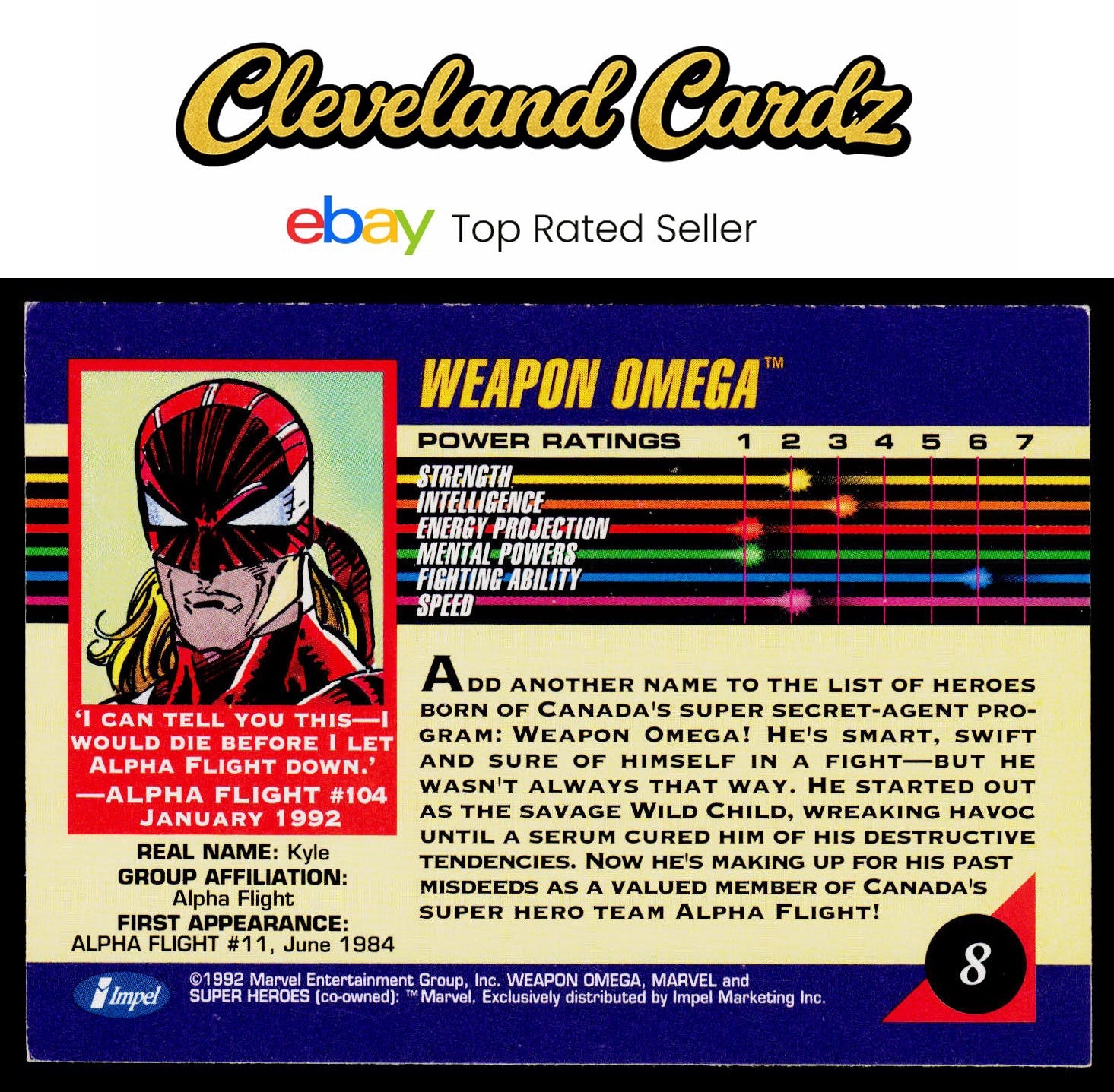 1992 Impel Marvel Universe #8 Weapon Omega