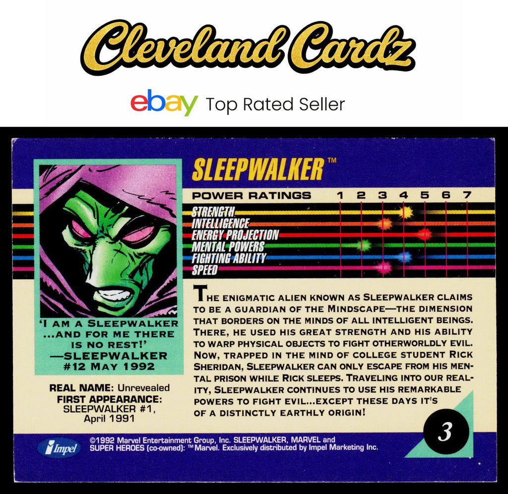 1992 Impel Marvel Universe #3 Sleepwalker