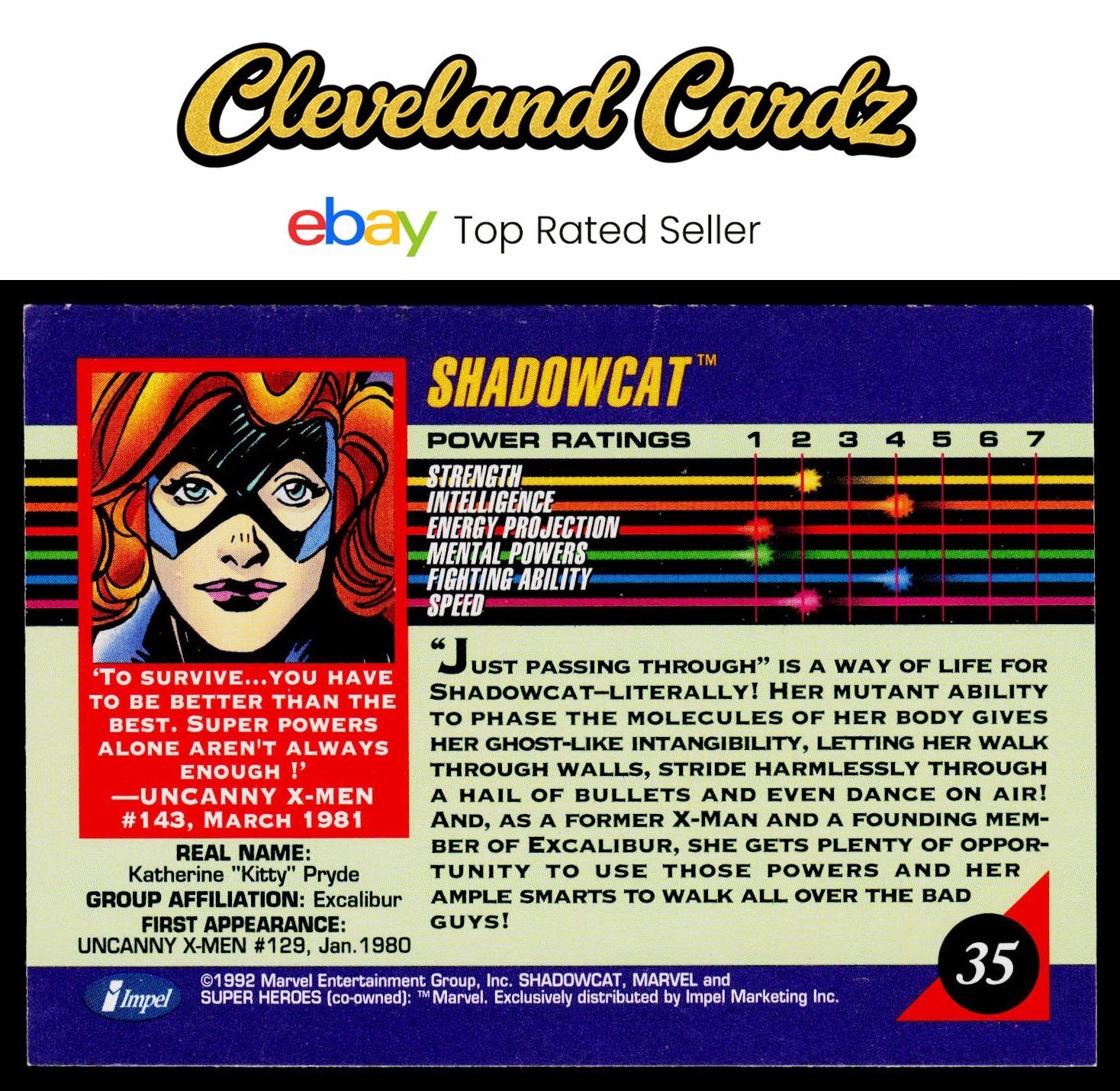 1992 Impel Marvel Universe #35 Shadowcat