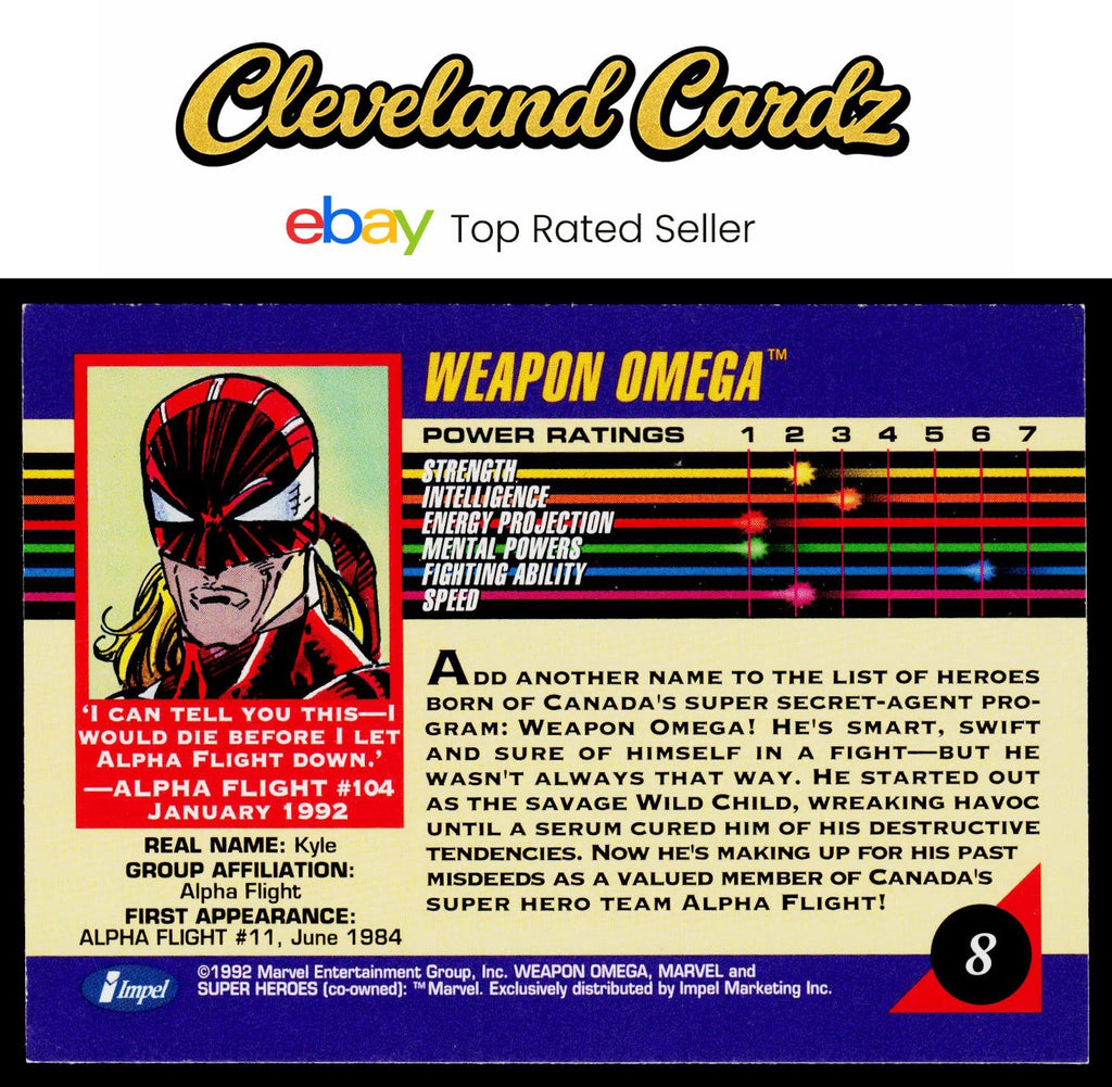1992 Impel Marvel Universe #8 Weapon Omega