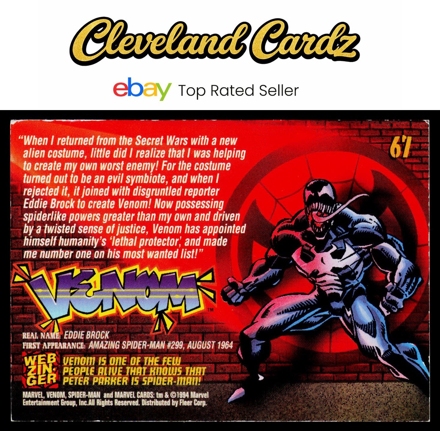 1994 Fleer The Amazing Spider-Man #67 Venom