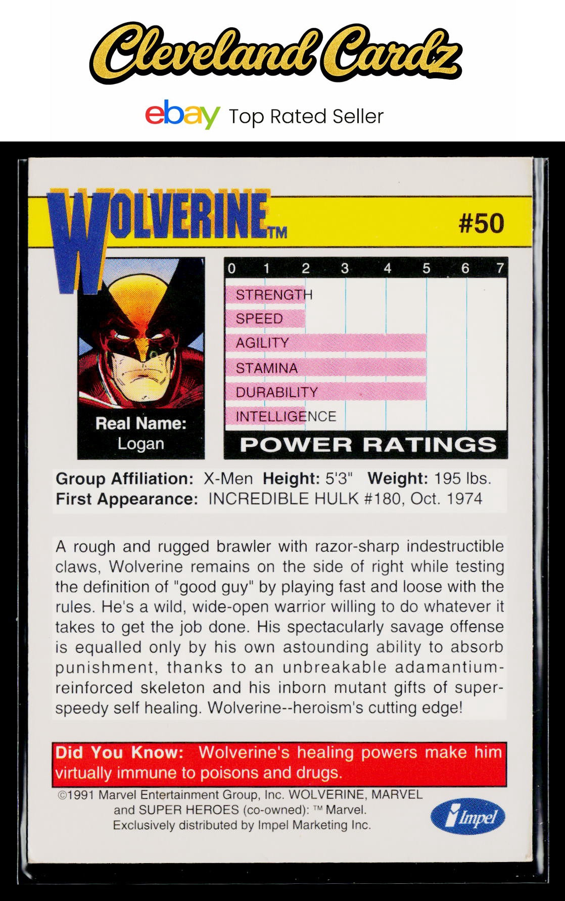 1991 Impel Marvel Universe II #50 Wolverine