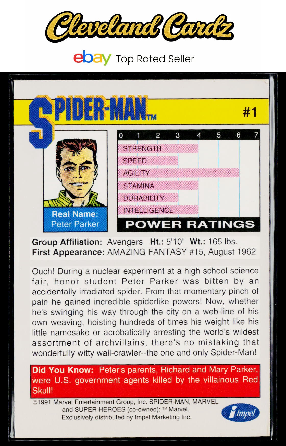 1991 Impel Marvel Universe II #1a Spider-Man