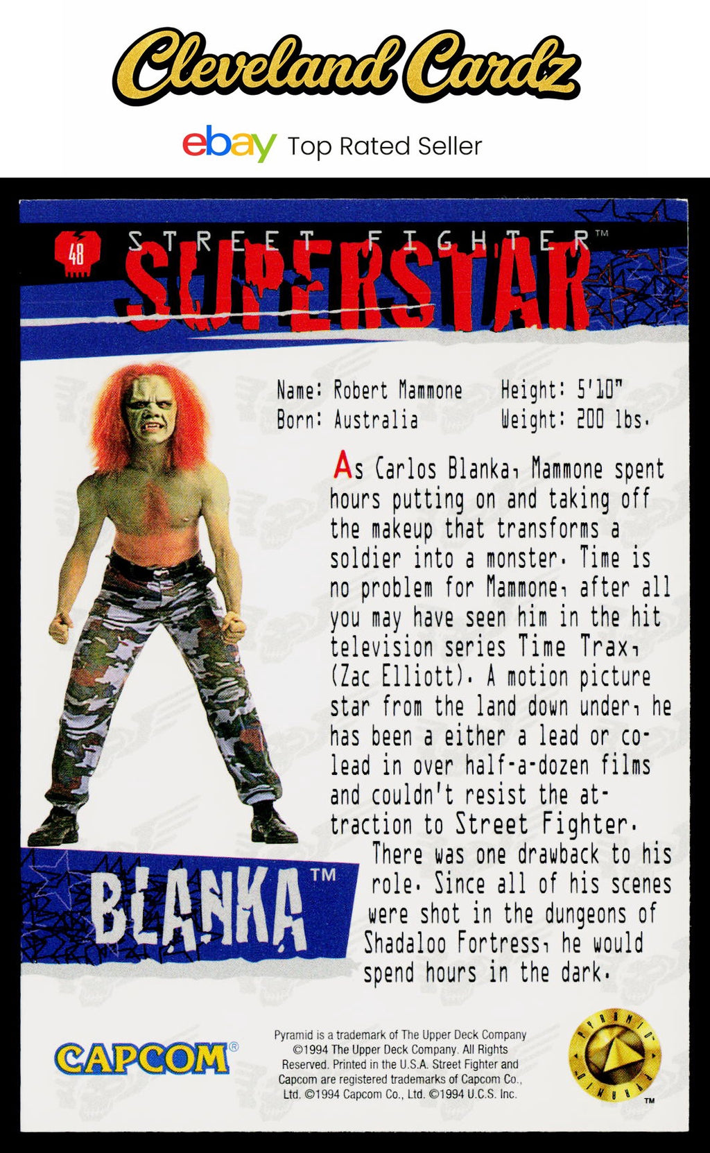 1995 Upper Deck Street Fighter #48 Blanka VG+