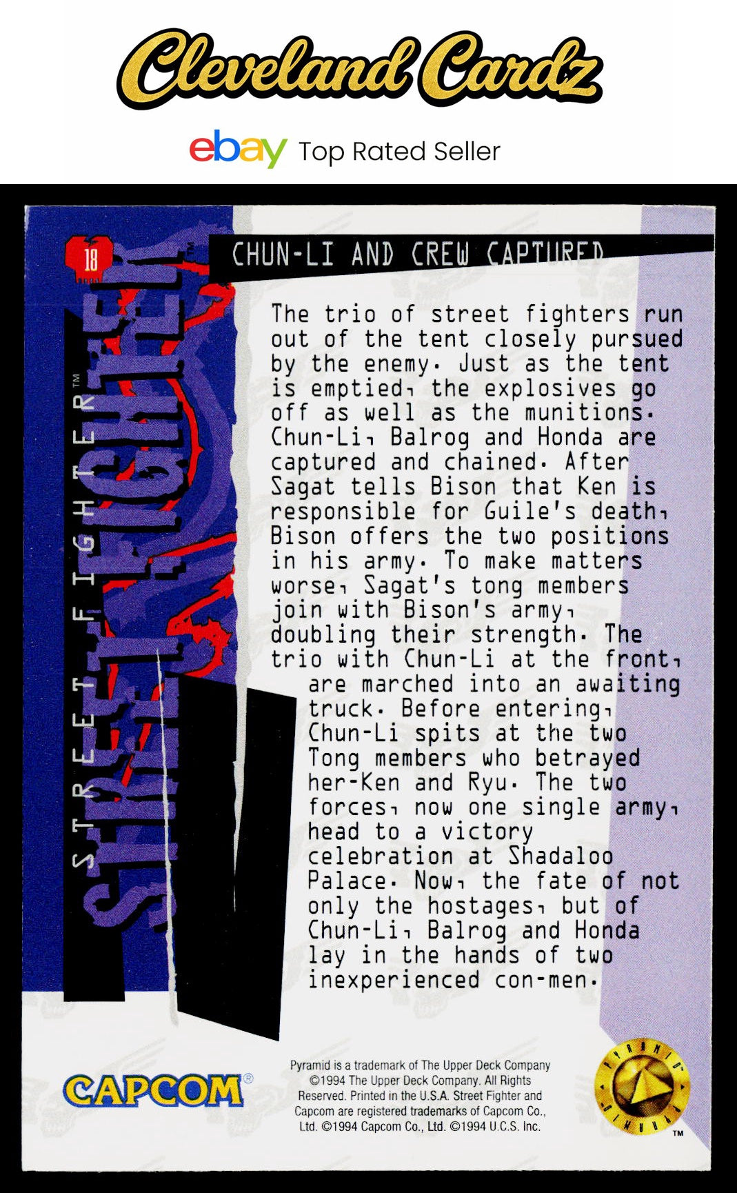 1995 Upper Deck Street Fighter #18 Chun-Li and Crew Captured VG+