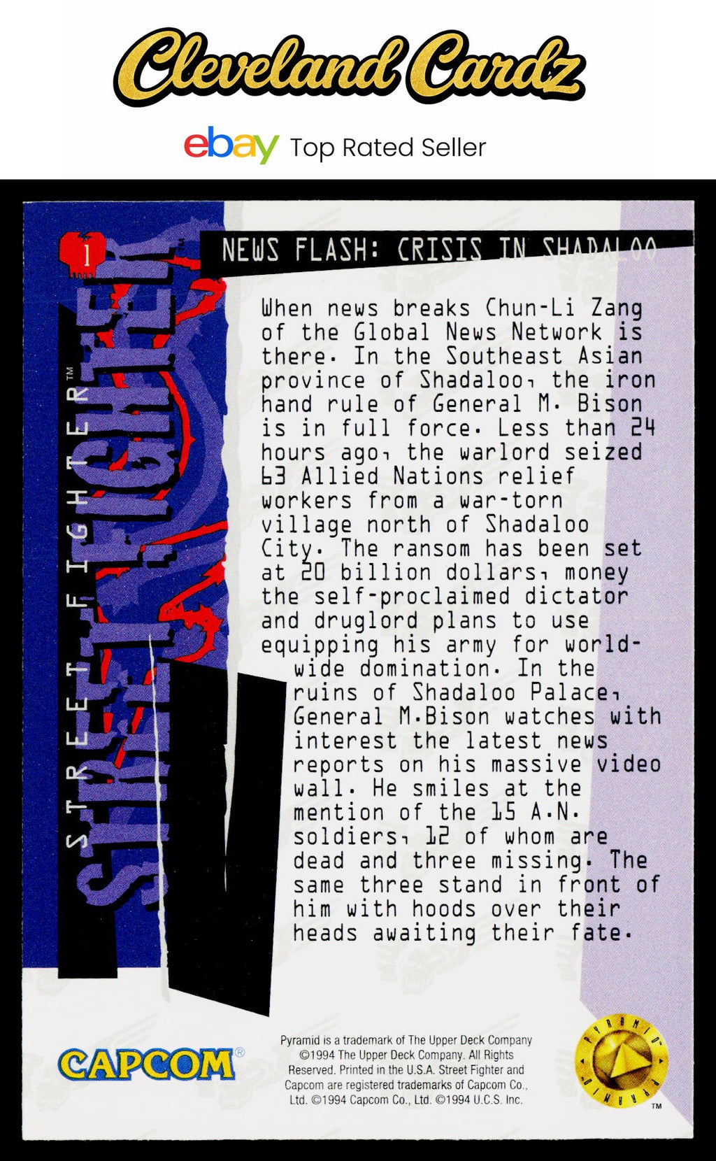 1995 Upper Deck Street Fighter #1 News Flash: Crisis in Shadaloo VG+