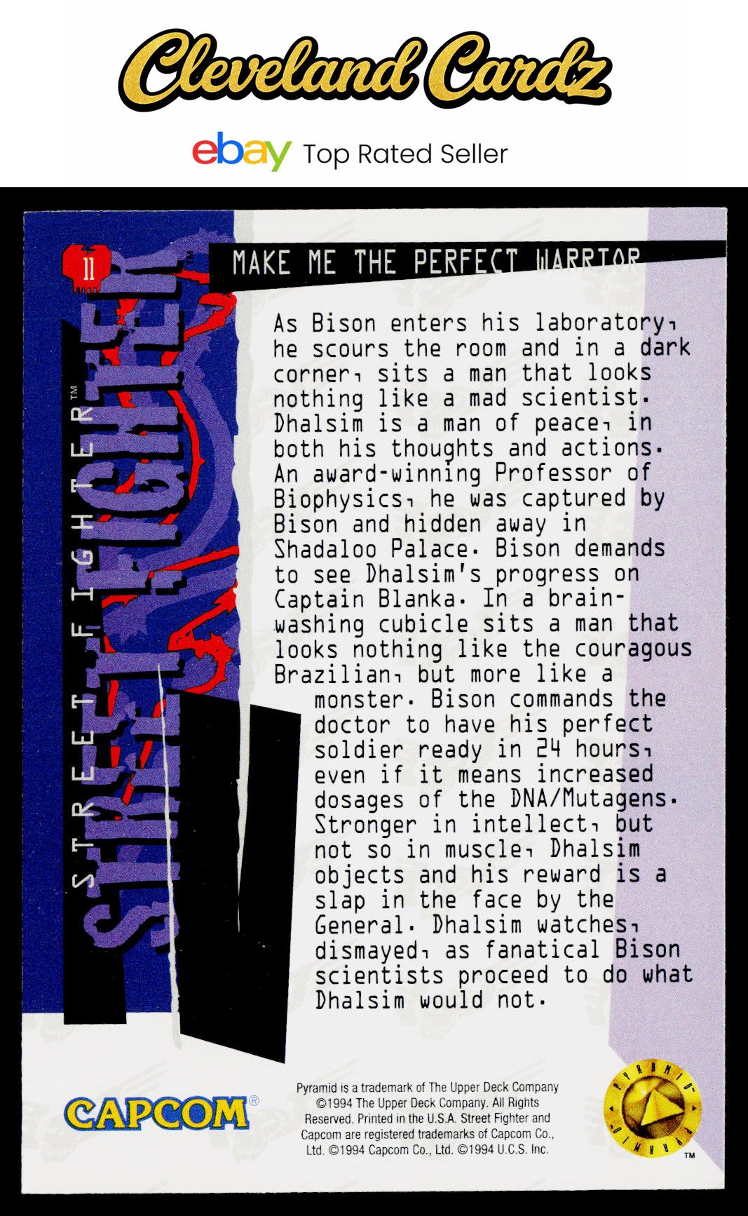 1995 Upper Deck Street Fighter #11 Make Me the Perfect Warrior VG+