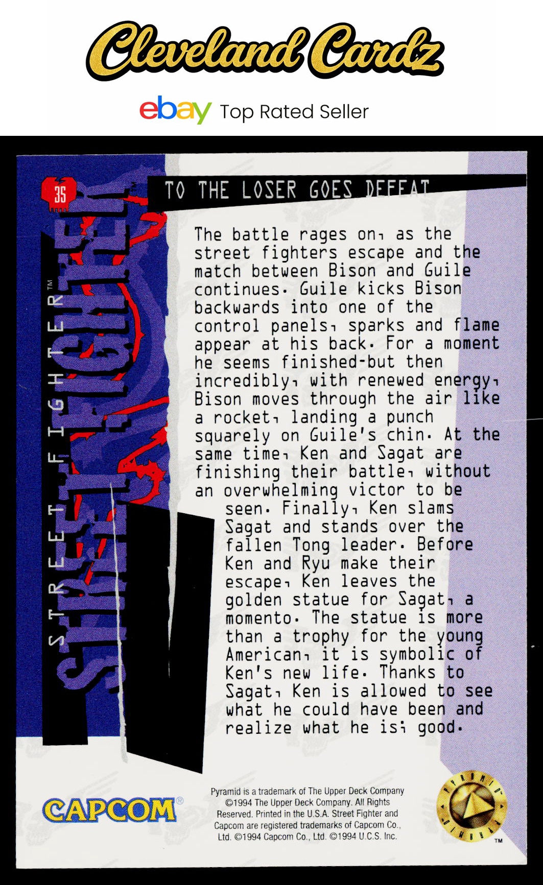 1995 Upper Deck Street Fighter #35 To the Loser Goes Defeat VG+