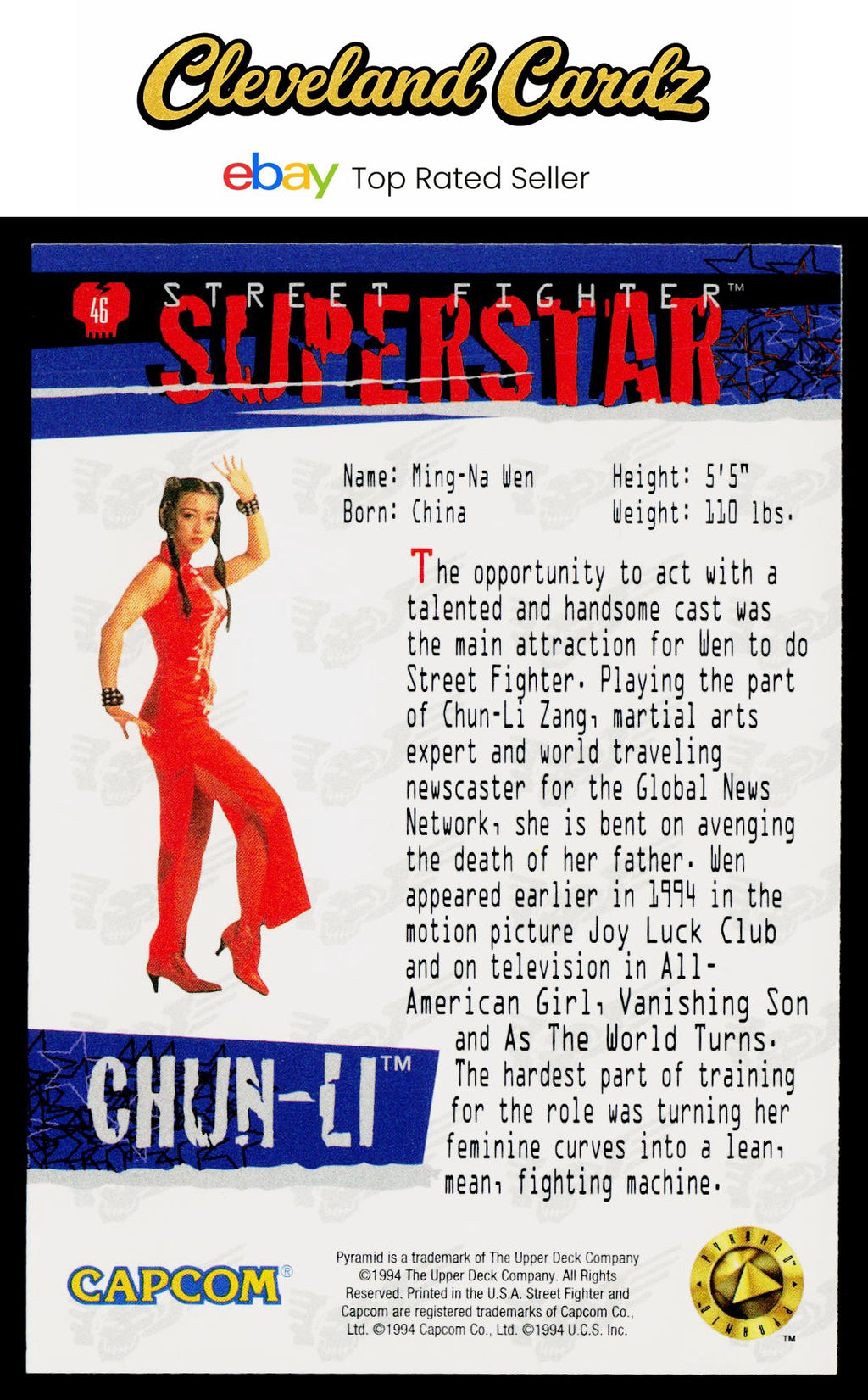 1995 Upper Deck Street Fighter #46 Chun-Li VG+