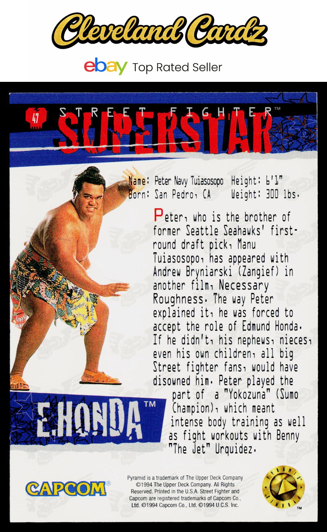 1995 Upper Deck Street Fighter #47 E. Honda VG+