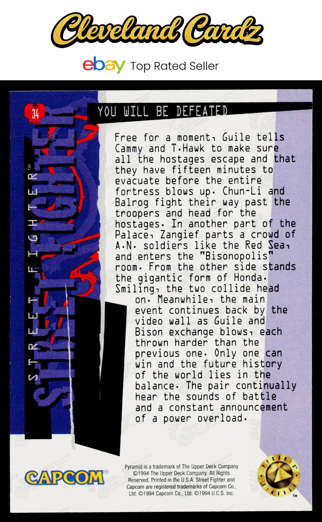 1995 Upper Deck Street Fighter #34 You Will Be Defeated VG+