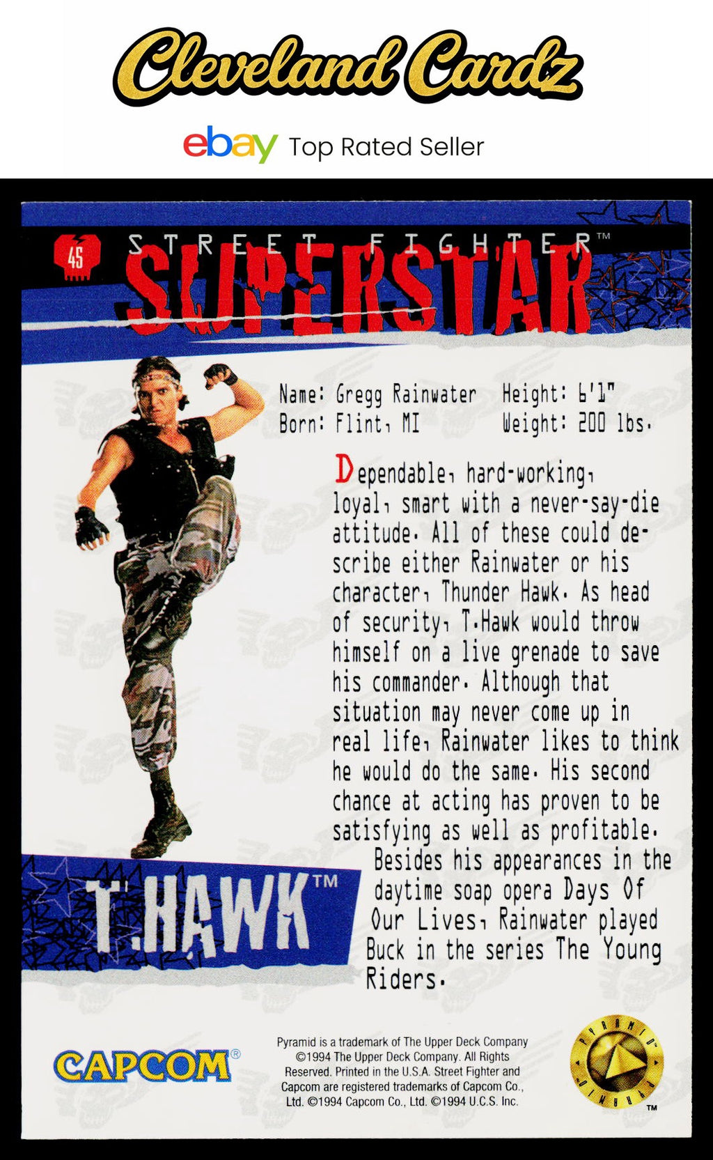 1995 Upper Deck Street Fighter #45 T.Hawk VG+