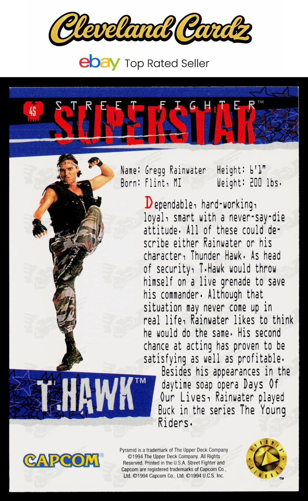 1995 Upper Deck Street Fighter #45 T.Hawk VG+