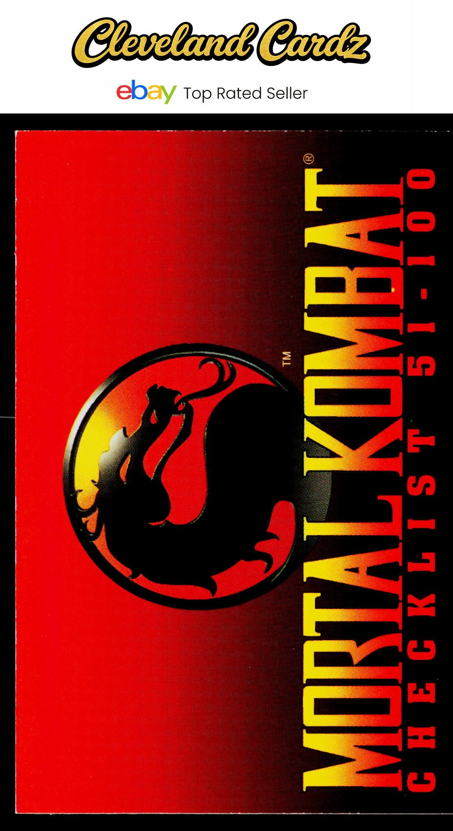 1994 Classic Mortal Kombat Series 1 #100 Mortal Kombat Checklist 51-100 VG+