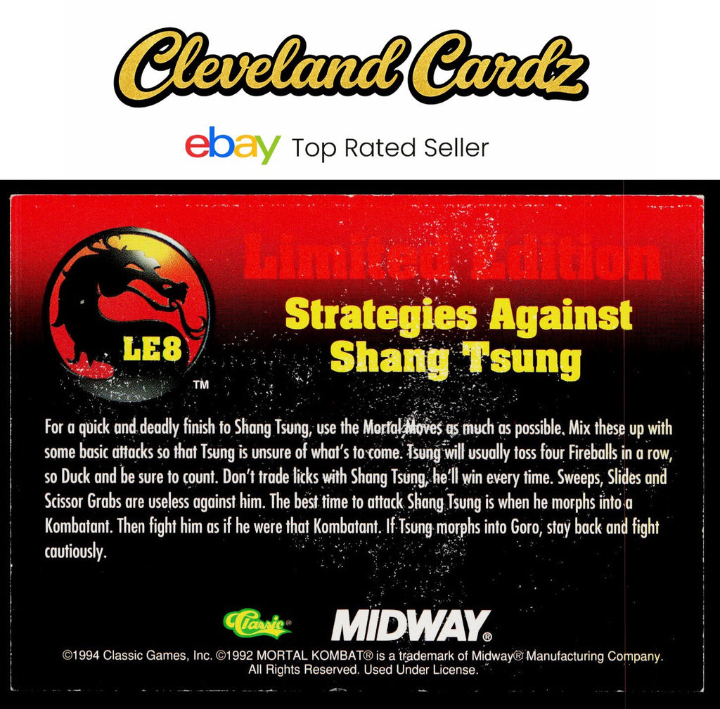 1994 Classic Mortal Kombat #LE8 Strategies Against Shang Tsung VG+