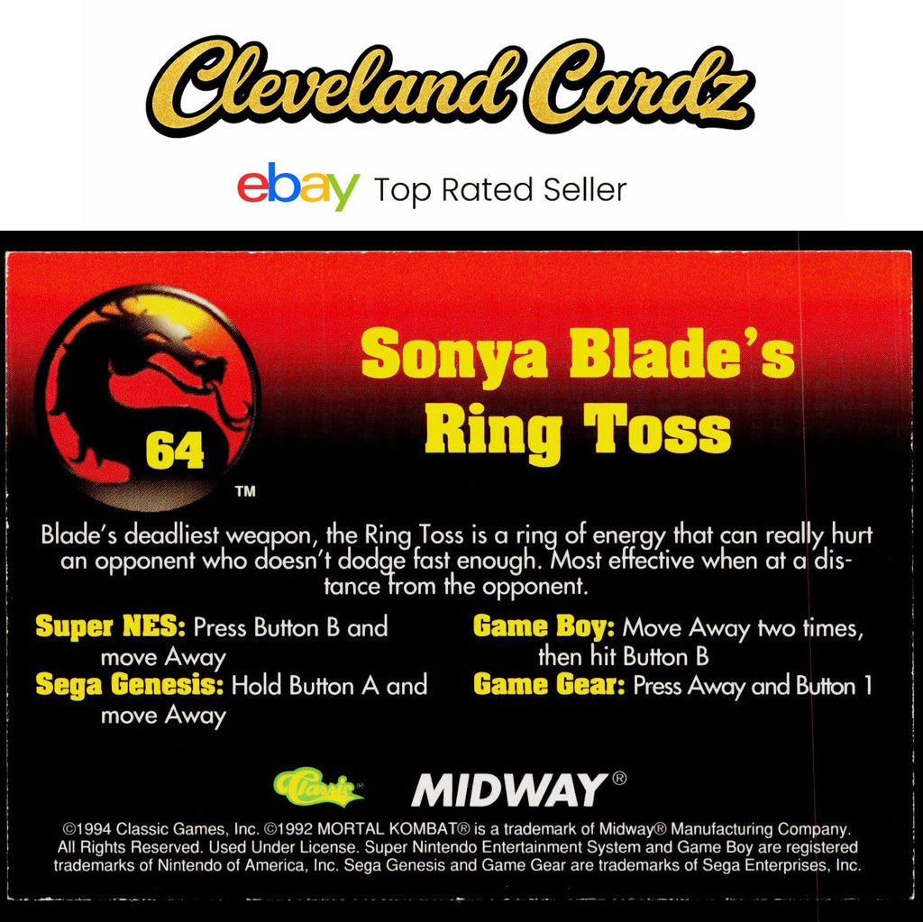 1994 Classic Mortal Kombat Series 1 #64 Sonya Blade's Ring Toss VG+