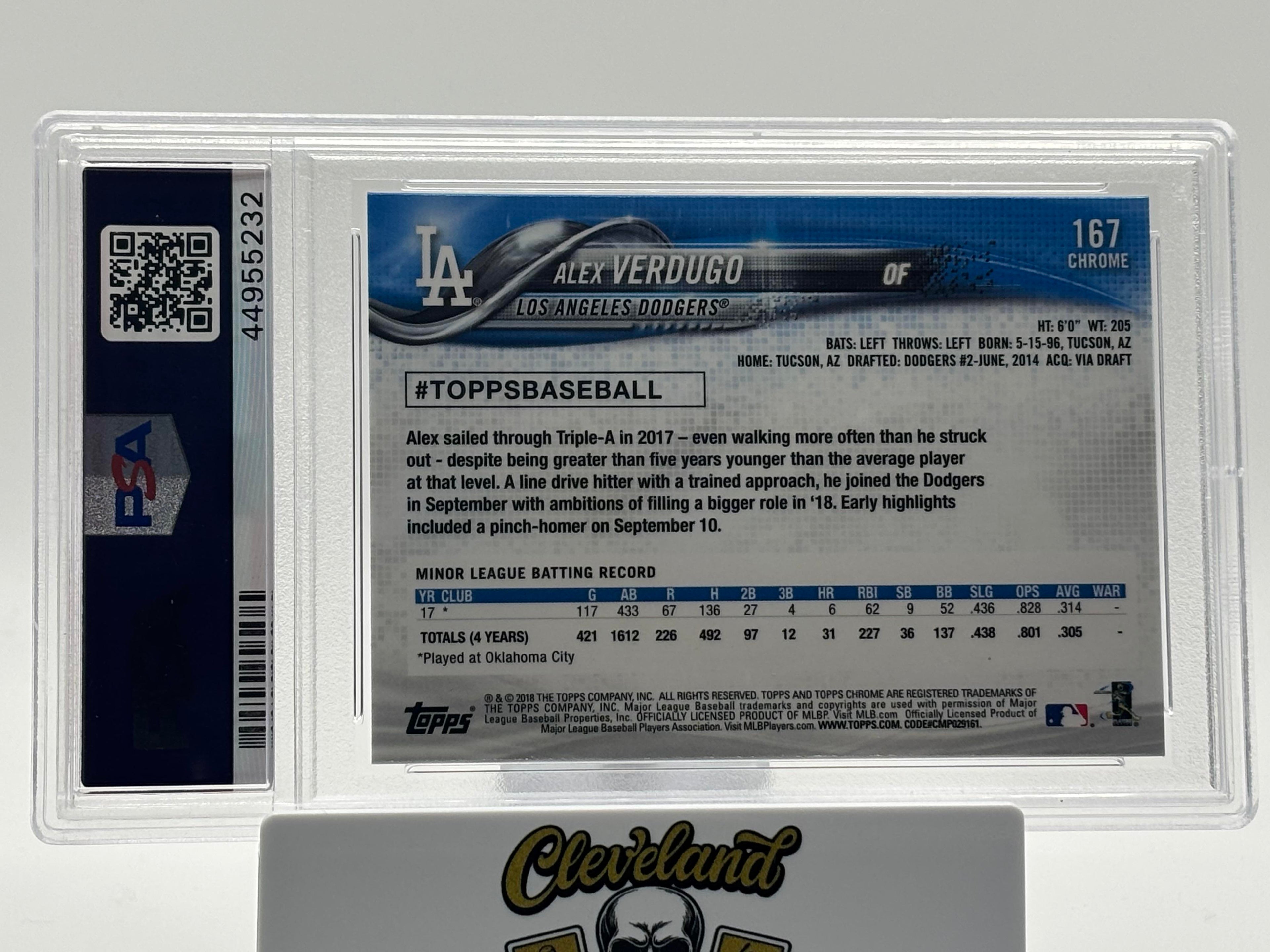 2018 Topps Chrome #167 Alex Verdugo PSA 10