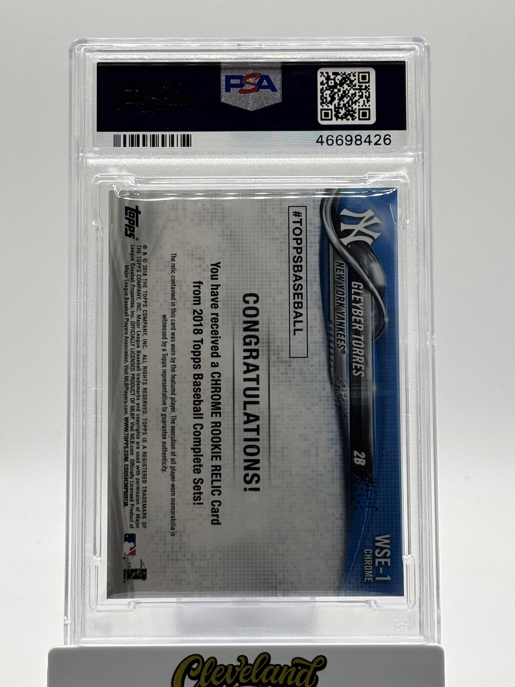 2018 Topps Complete Set Chrome Rookie Relic #WSE1 Gleyber Torres (RC/MEM) PSA 9