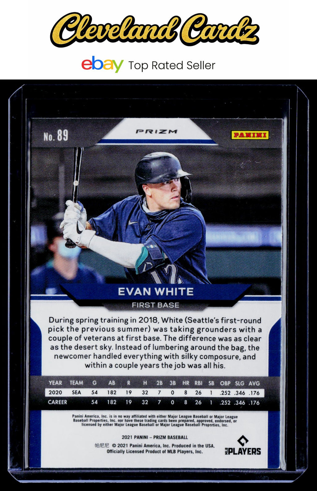 2021 Panini Prizm #89 Evan White White Wave Prizm RC
