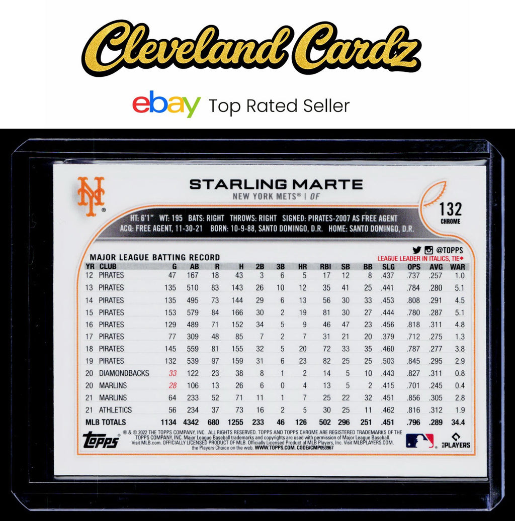 2022 Topps Chrome #132 Starling Marte Pink Refractor