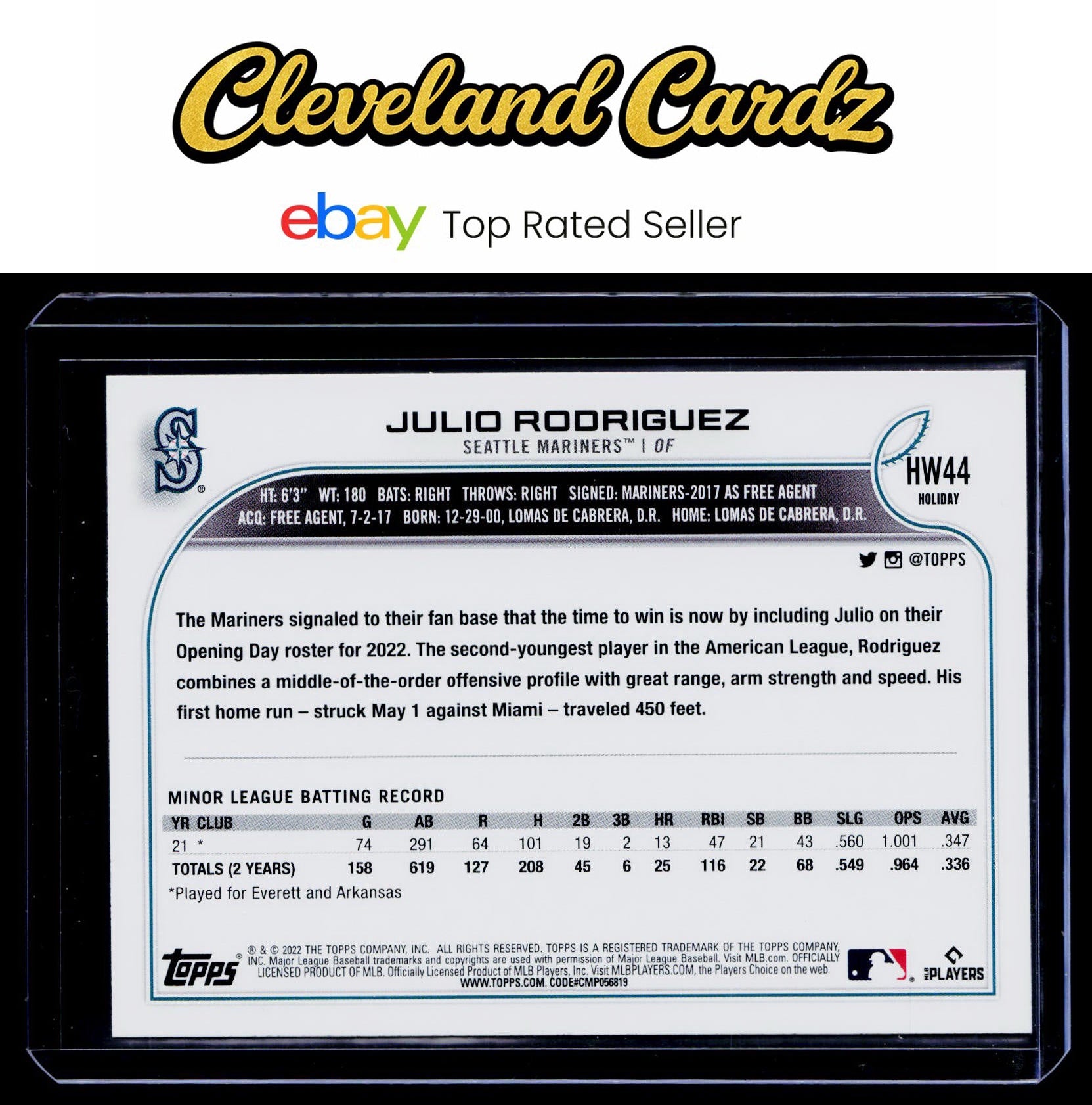 2022 Topps Holiday #HW44b Julio Rodriguez