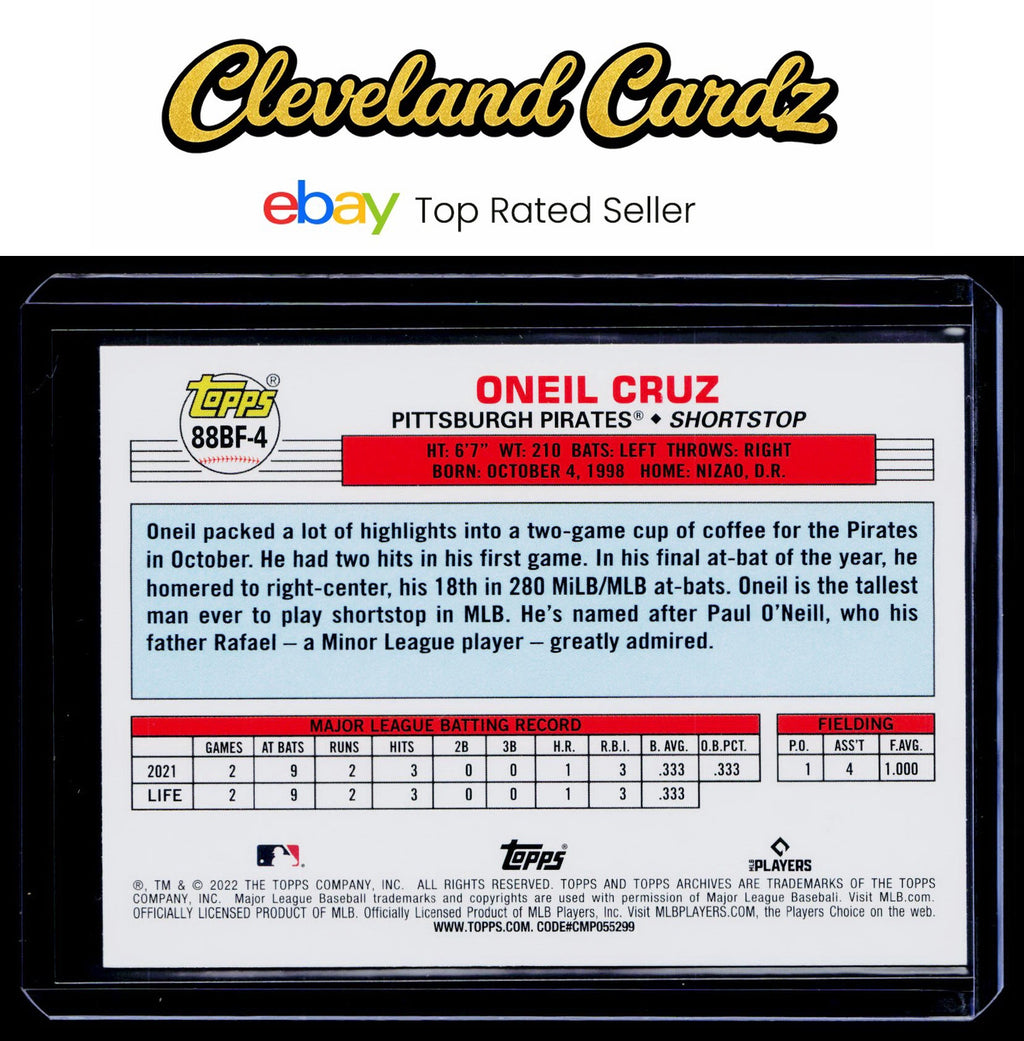 2022 Topps Archives #88BF-4 Oneil Cruz 1988 Topps Big Foil Sky Blue RC