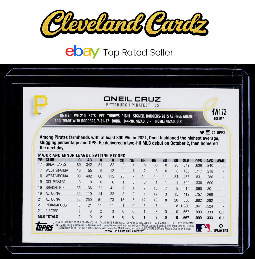 2022 Topps Holiday #HW173 Oneil Cruz Metallic RC