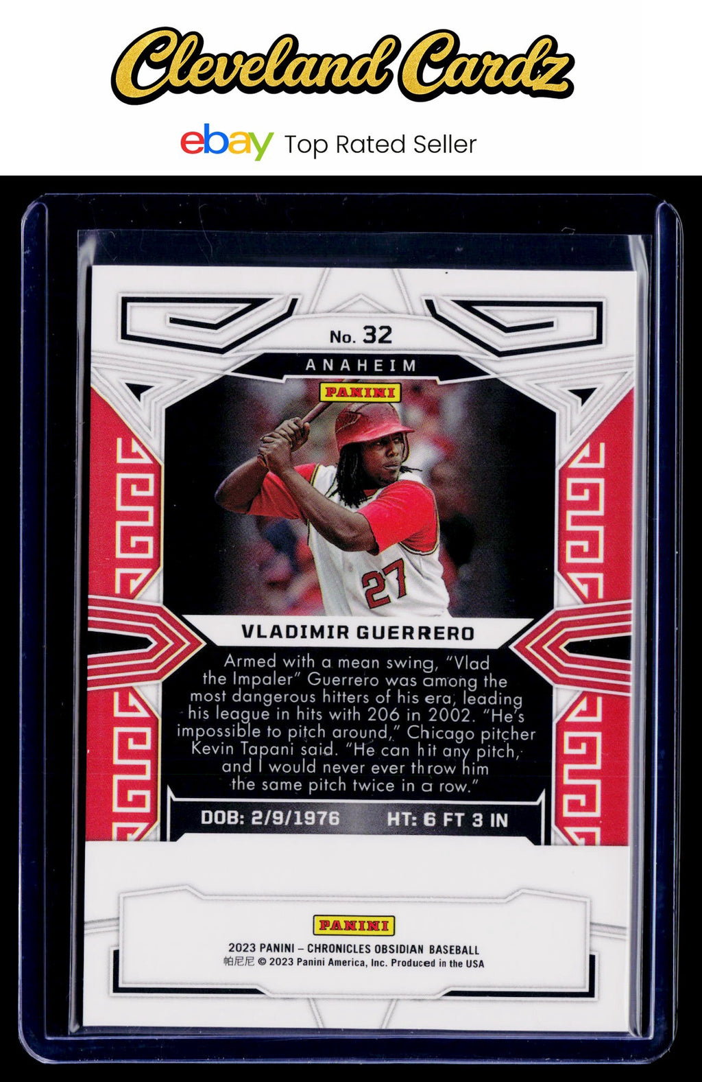 2023 Panini Chronicles #32 Vladimir Guerrero Obsidian