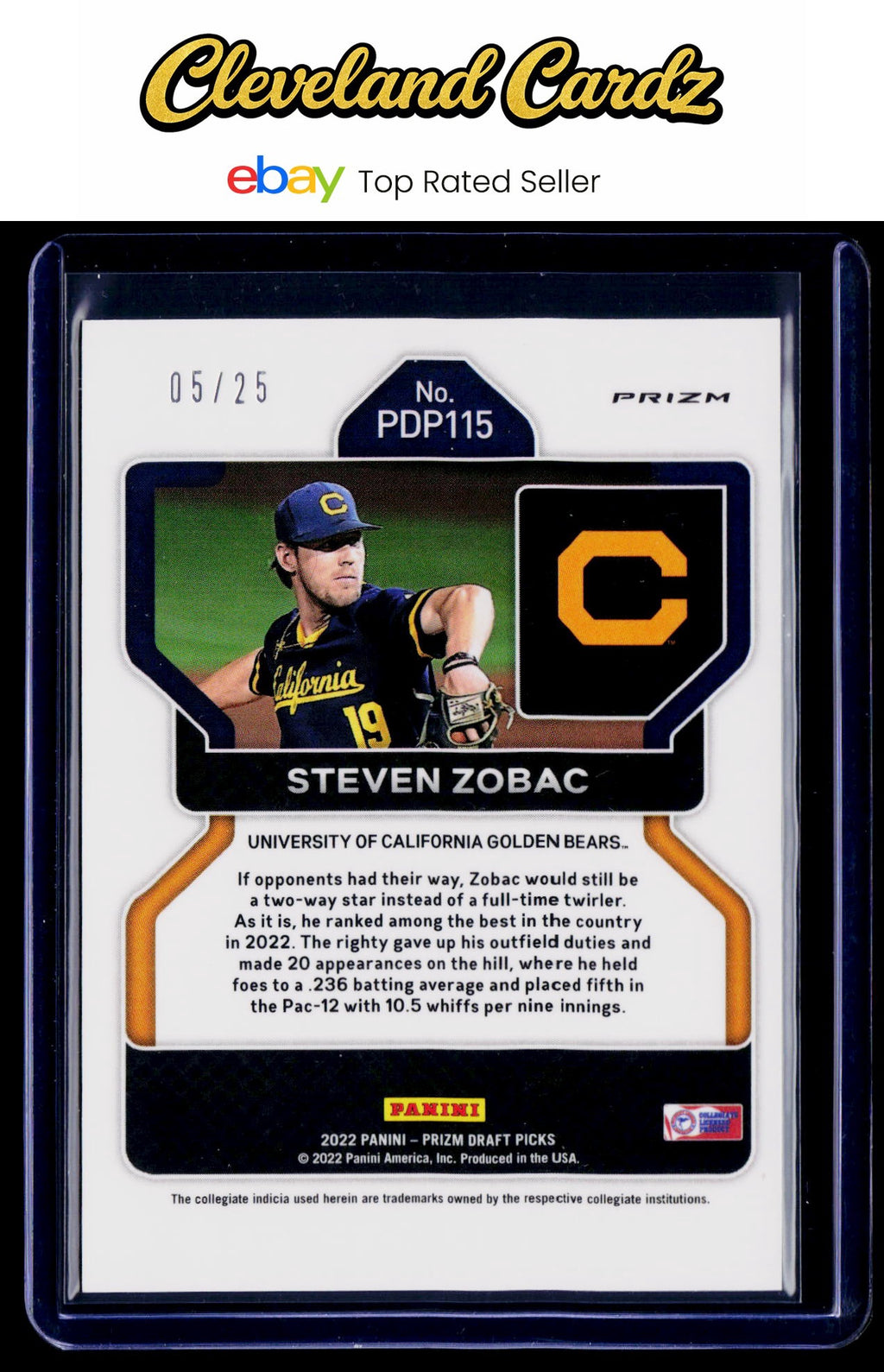 2022 Panini Prizm Draft Picks #PDP115 Steven Zobac Blue Donut Circles #/25