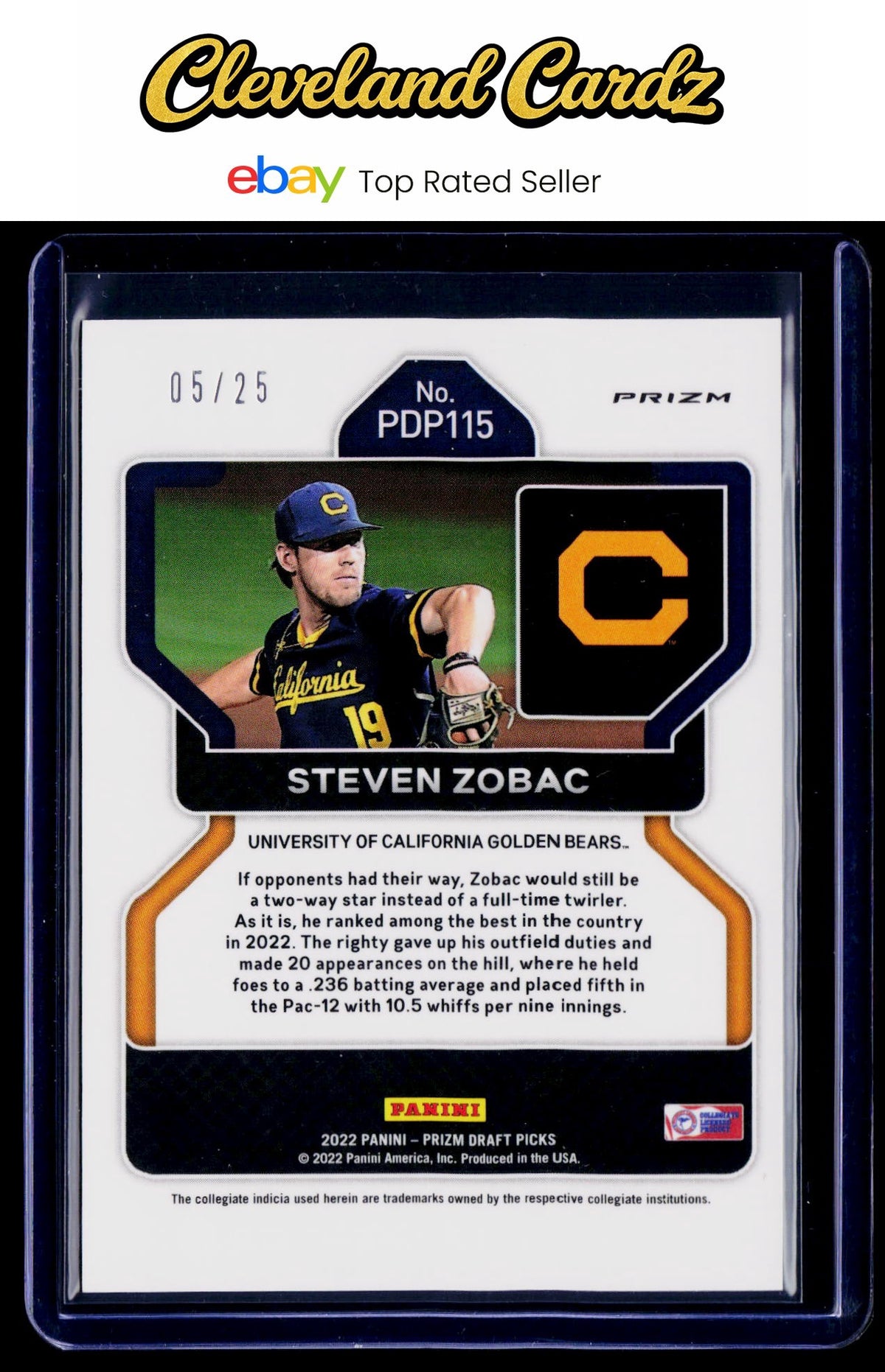 2022 Panini Prizm Draft Picks #PDP115 Steven Zobac Blue Donut Circles #/25