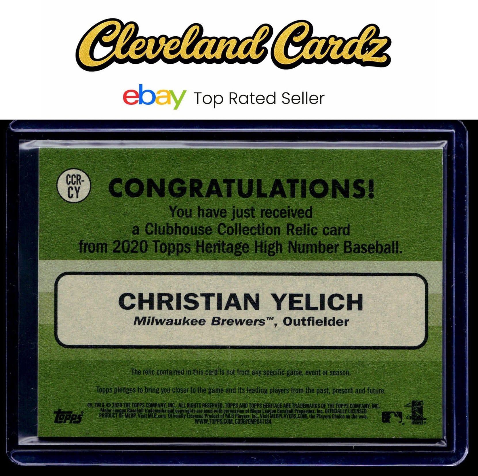 2020 Topps Heritage #CCR-CY Christian Yelich Clubhouse Collection Relics