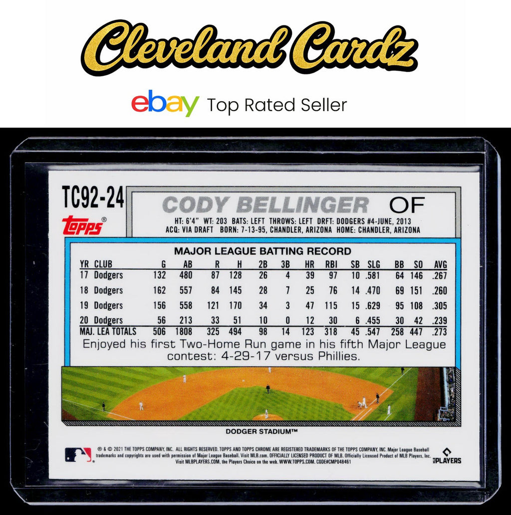 2021 Topps Update #TC92-24 Cody Bellinger 1992 Topps Redux Chrome