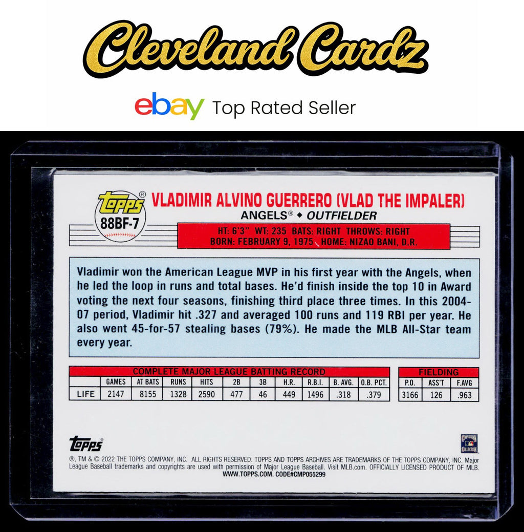 2022 Topps Archives #88BF-7 Vladimir Guerrero 1988 Topps Big Foil Sky Blue